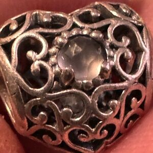 PANDORA  June Signature Hearts Charm Silver